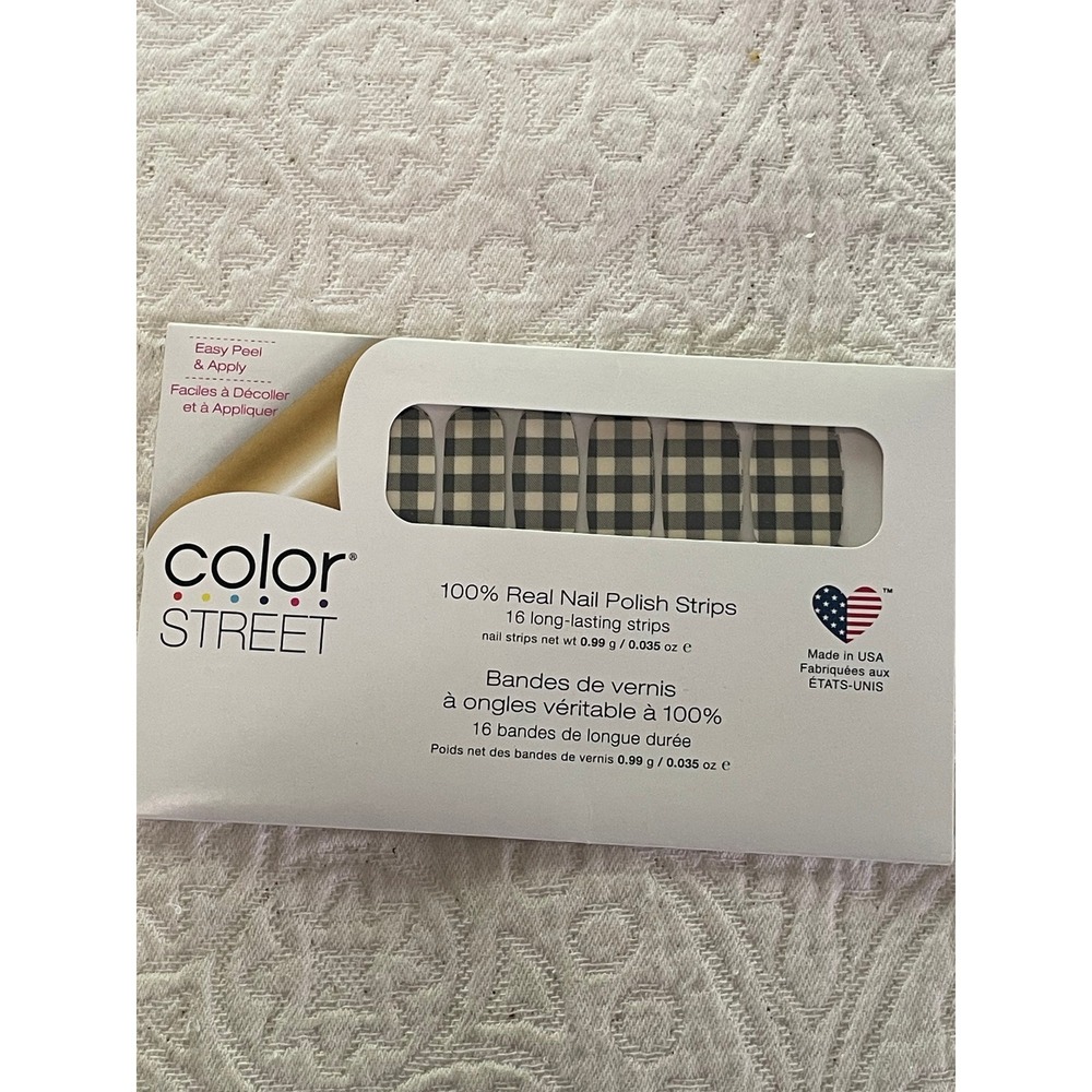 Color Street Plaid About You‎ Nail Polish Strips FDL039 Black White Gingham 16ct
